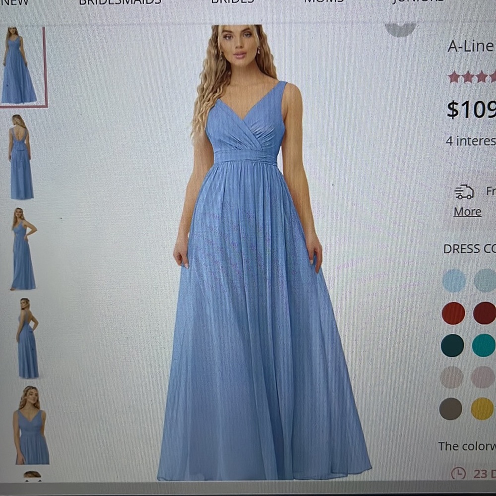 Azazie Kora in steel blue.